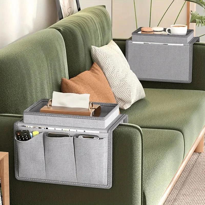 2pcs Sofa Armrest Organizer 5 Pockets Couch Armchair Caddy Remote Control Holder Armchair Couch Bag for Snacks Glasses Magazines