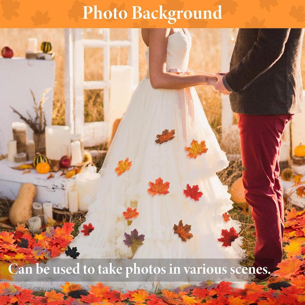 MAQIHAN 350PCS Fall Maple Leaves - Autumn Fall Maple Leaf Garland hojas de otoño para decorar Foliage Artificial Table Decoration Faux Fake Loose