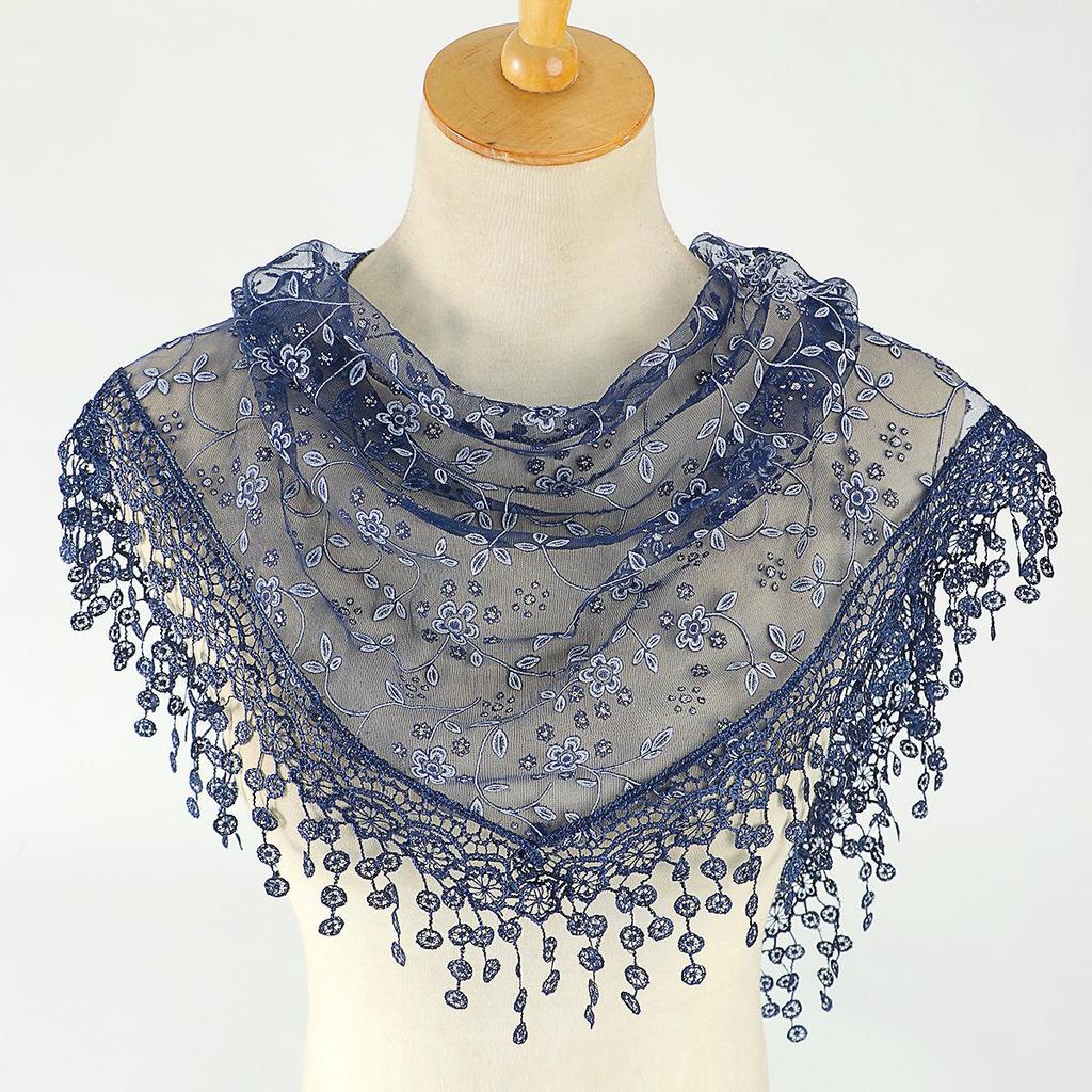 Sciarpa a scialle triangolare con stampa floreale, moda donna per primavera e autunno