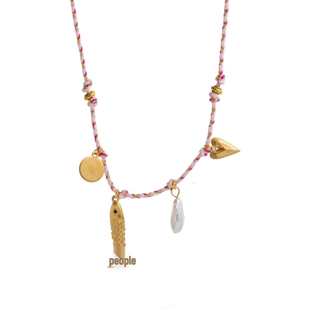 Colorful Rope Pendant Necklace: Butterfly, Turtle, Starfish, Elephant, & Shell Charms with Pearls & Chili Accents - Summer DIY Collection