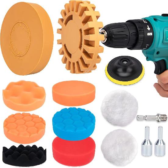 Eraser Wheel, Decal Remover Wheel, 14pcs Rubber Pin Stripe Removal Tool Kit, Eraser Wheel for Drill, Decal Adhesive Removal Kit for Car Sticker, Rv,