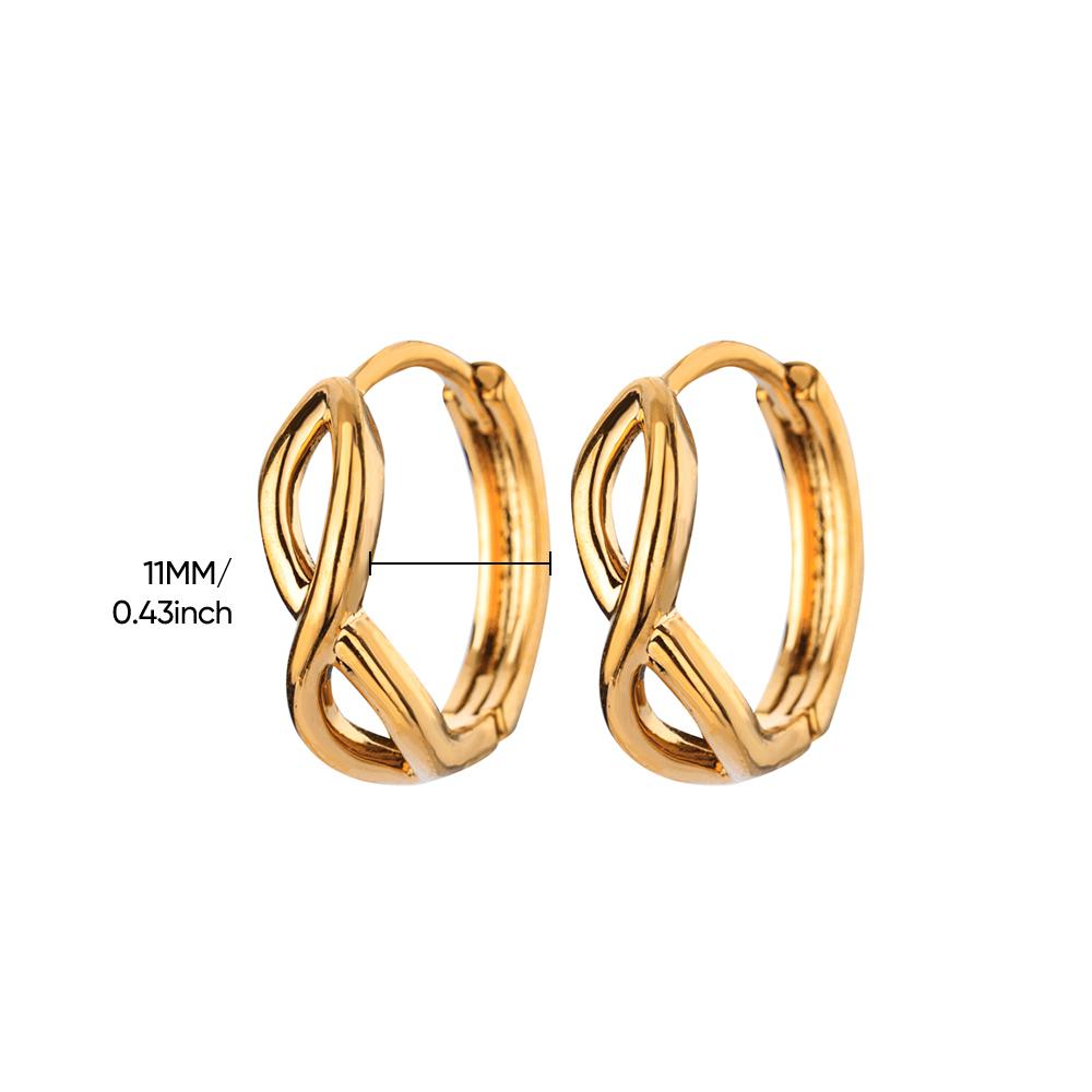 

Vintage Infinity Hoop Earrings for Women Girl Stainless Steel Gold Color Piercing Twist Earring New Fashion Wedding Zircon Gift