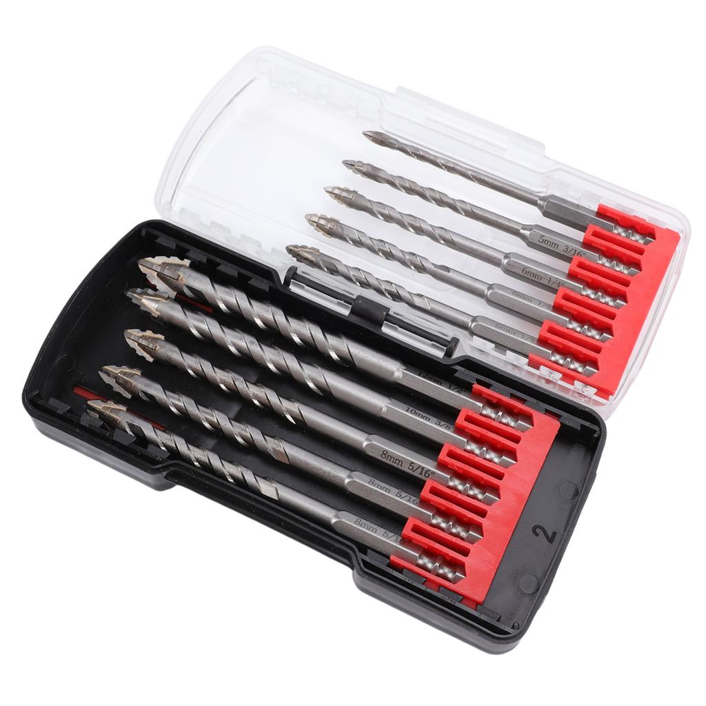 10 Pcs Serrated Drill Bit Set 1Celsius4 Inch Hex Shank 4-12mm Carbide Tip Masonry Concrete Drill Bits for Tile Glass Plastic Wood