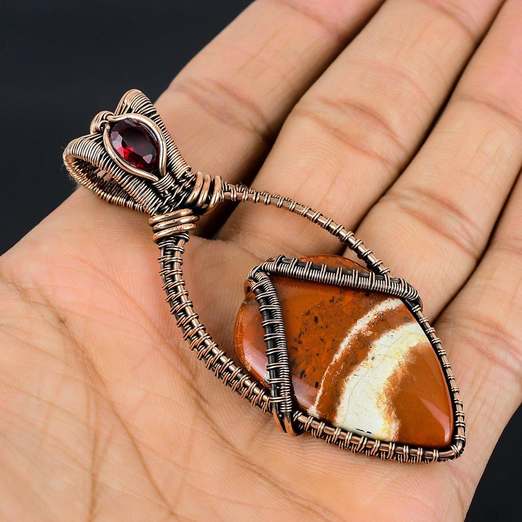 Mookaite 999 Copper Wire Wrapped Pendant Handmade Gemstone Jewelry, Gifts For Wife Brand New Pendant