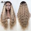 Noble Synthetic Lace Front Wig Long Wavy Ombre Blonde Wig Red Wigs Lace Part Synthetic Lace Wigs For Women Lace Front Wigs