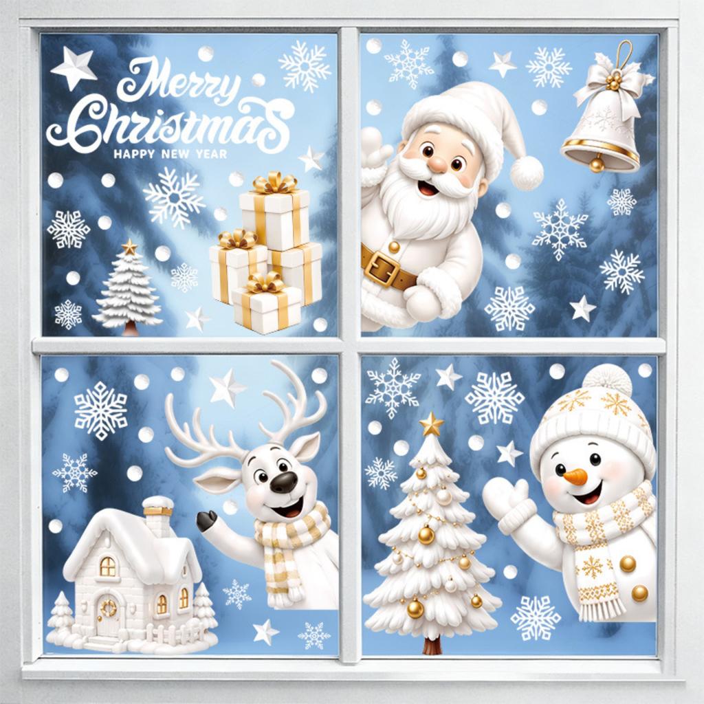 Christmas Static Cling Window Stickers for Living Room Bedroom Holiday Party Decorations