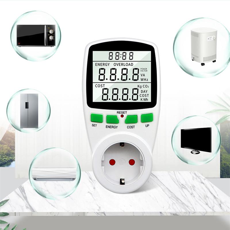 Digital Wattmeter LCD Power Meter Energy Meter Analyzer Wattage Meter Electricity Kwh EU US UK AU French Measuring Outlet