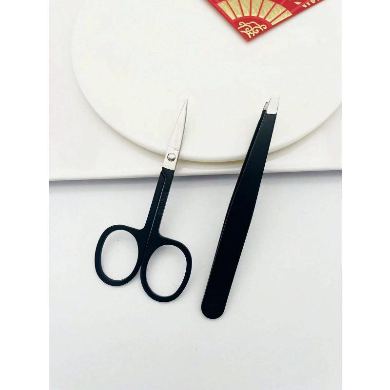 

2pcs/Set Eyebrow Scissor And Eyebrow Tweezer, Eyebrow Grooming Set, Beauty Tools, Suitable For Home And Commercial Use чёрный