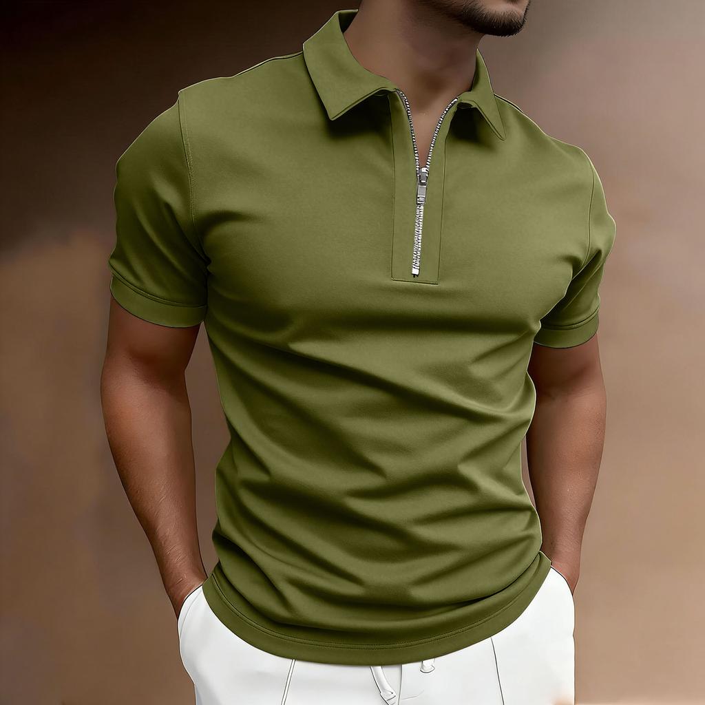 Men's Short-sleeved Button-down T-shirt