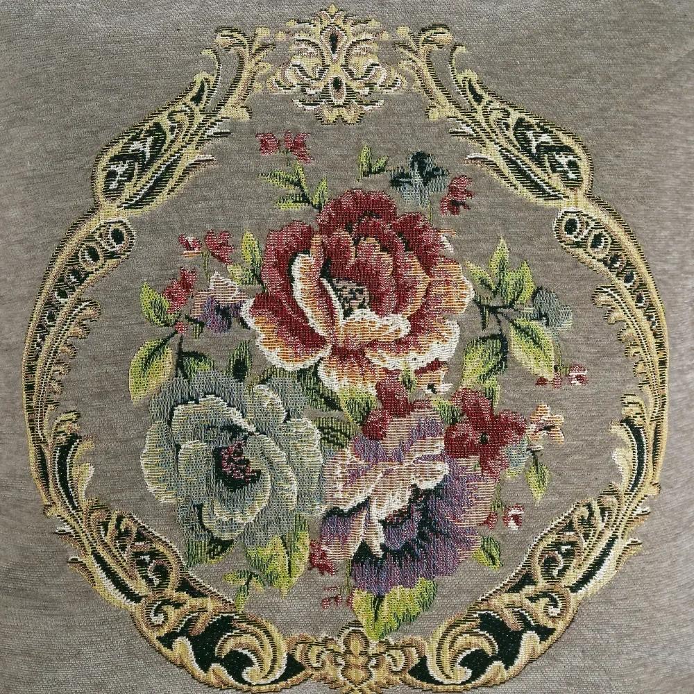 Embroidered Flowers Jacquard Cushion Cover 48x48CM Light Luxury Home Bed Headrest Pillowcase Car Office Sofa Seat Decor
