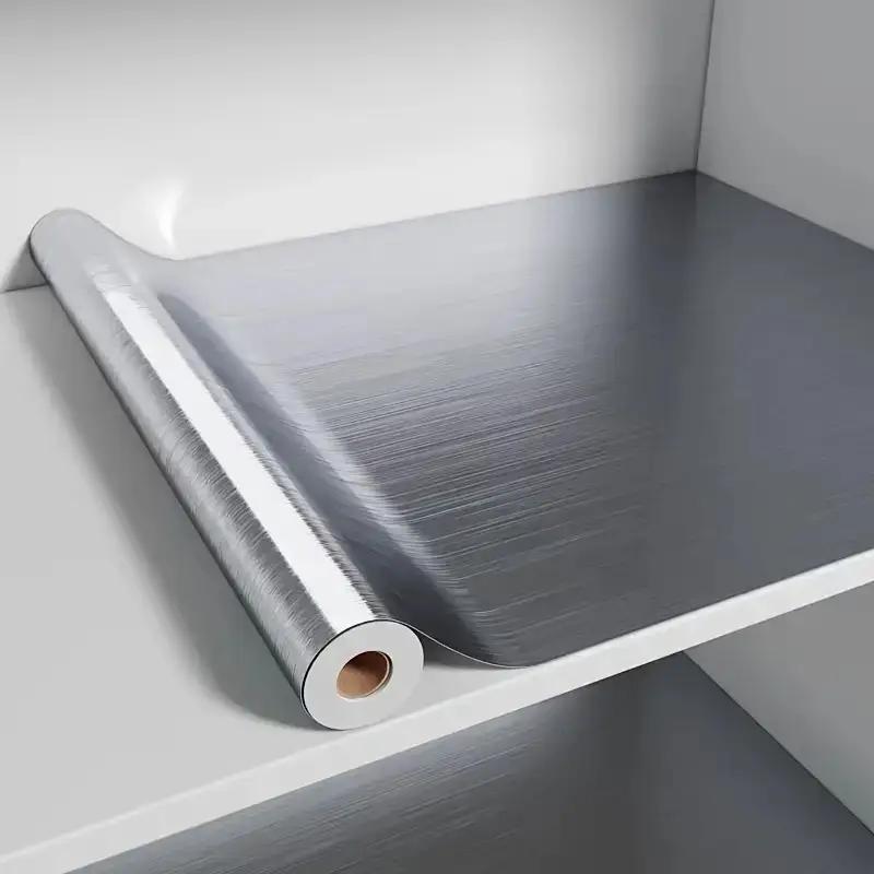 

матовая серебристая наклейка на стену кухня гостиная холодильник столешница самоклеящиеся обои нержавеющая сталь 40см металл водонепроницаемый 40cmX3m