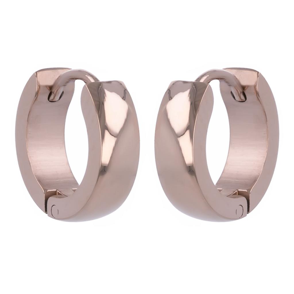Les Trésors De Lily [R4840] - Pink 'Peaceful' Steel Hoop Earrings - 12 Mm 4 Mm