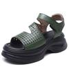 Johnature Roman Platform Sandals Genuine Leather Peep Toed Thick Soled Casual Women's Shoes