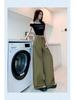 Women's American Style Green Wide-Leg Workwear Pants - Summer Loose Fit, Thin, Floor-Length, Casual 2026.