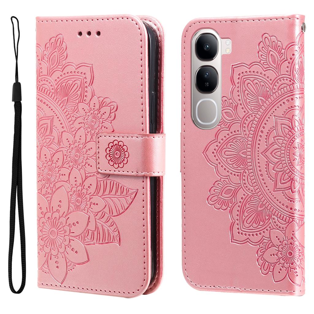 Leather Case for vivo Y300 5G/Y200 5G/V40 Lite (Indonesia) 5G/4G Floral Pattern Phone Cover