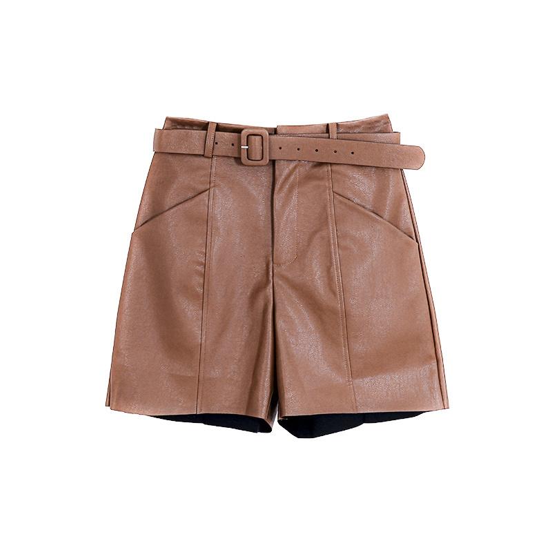 

Осенне-зимние шорты из искусственной кожи с высокой талией и широкими штанинами, уличная одежда ropa de mujer