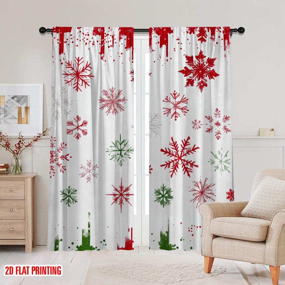 2pcs,2D Plane Printing Curtains Roller Blinds Festive Flurry Polyester (without Rod) Festive Use for Living Room, Office,