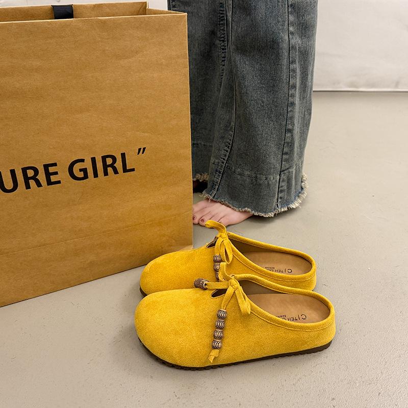 Baotou flat-soled half-slippers women wear platform shoes new spring and summer one-pedal lazy shoes