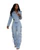 European & American Women's Casual Washed Denim Set