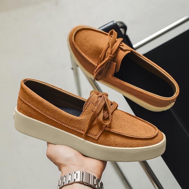 Fashion Trend Men's Shoes Retro Loafers Slip On Flats New Trend Spring Autumn Platform Suede Shoes Soft Sole Driving Shoes for Men