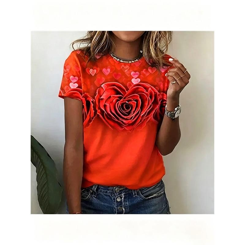 

Women s Fashion 3D T Shirt Oil Floral Pattern Fashion Short Sleeve Round Neck Short Sleeve T Shirt Top Casual Short Sleeve T Shirt XS