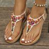 Mix Color Pearl Bohemian Sandals Women Outdoor Clip Toe Non-Slip Sandals Woman 2024 Comfort Flat Heel Casual Sandalias Mujer