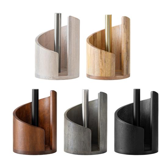 Wood Paper Towel Holder One-Handed Operation Easy Access Paper Towel Stand Farmhouse Kitchen Decor Accessory