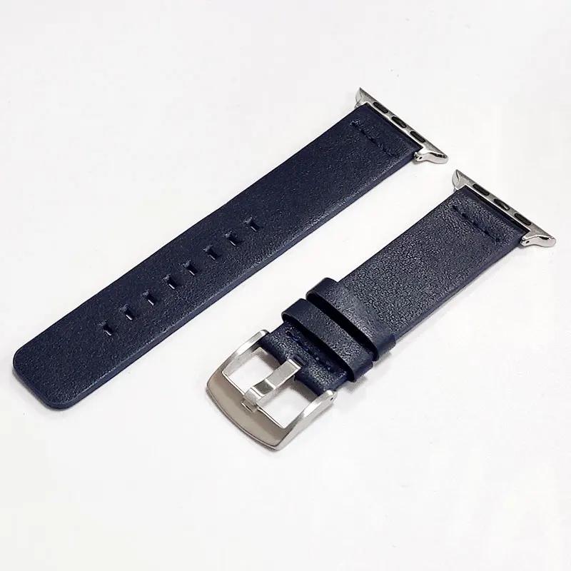 Simple Genuine Leather Straps for Apple Watch Series 9 8 7 6 SE 5 4 3 Bracelet 38/40/41mm 42/44/45mm Watchbands for Iwatch Strap
