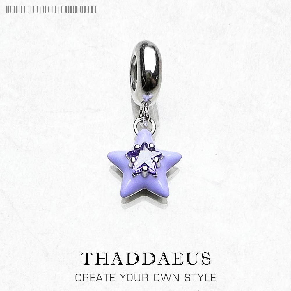 

Violet Enamel Star Pendant Dangle Charm Sell Europe Fashion European 925 Silver Trendy Gift For Women