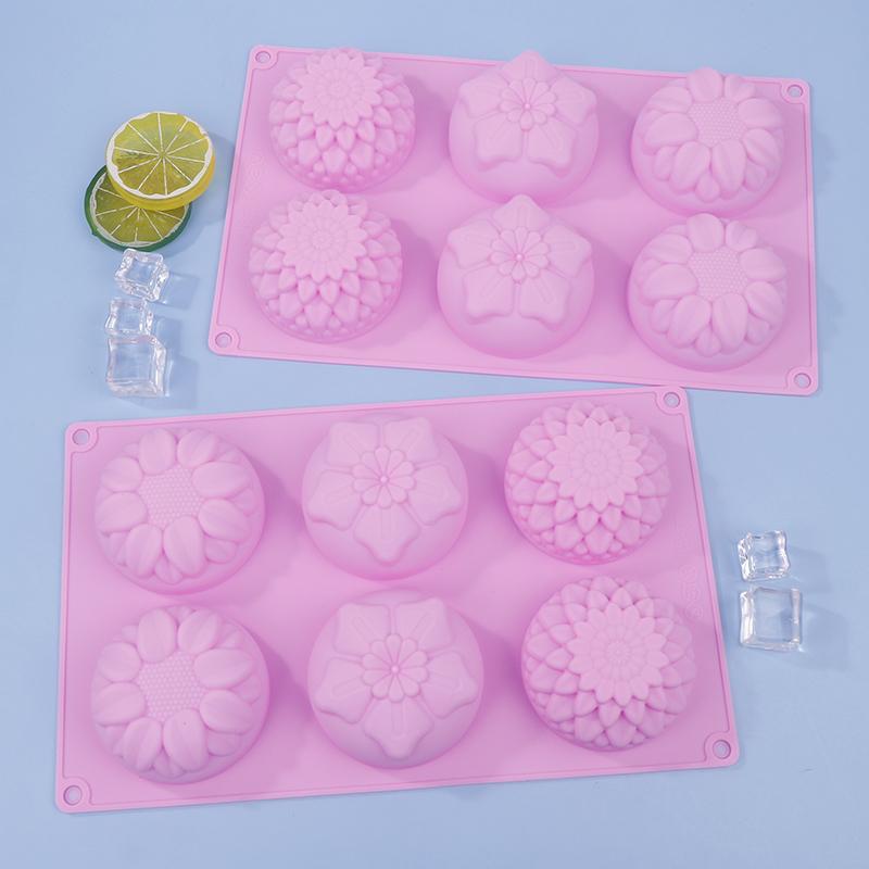 Silikonowa forma 3D z 6 wgłębieniami, 3 różne kształty kwiatów, do DIY, Fondant, Ciasta, Wyrabiania Mydła, Świec, Ciasta, Czekolady, Forma do Pieczenia