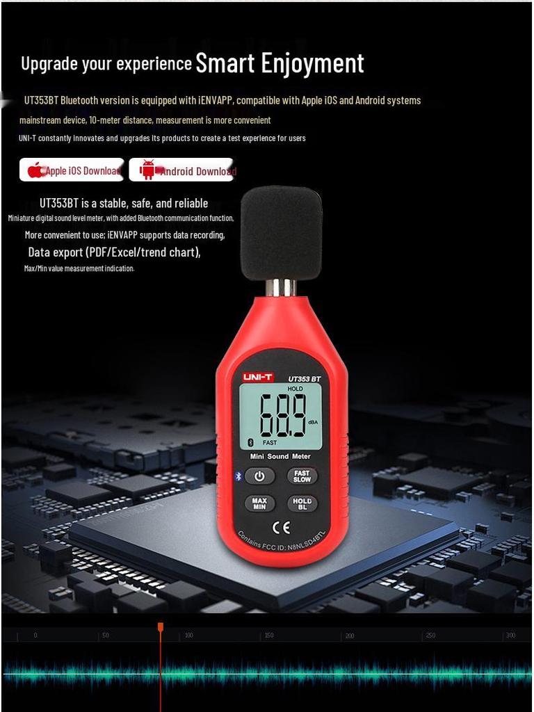 Uni-T UT353BT Bluetooth Sound Level Meter - Handheld Decibel Noise Tester