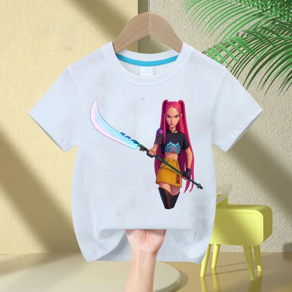 KPop Devil Hunter Print Fashion Casual Top 2025 Movie Round-neck Cartoon Girl and Boy T-shirt Casual Girl Clothing