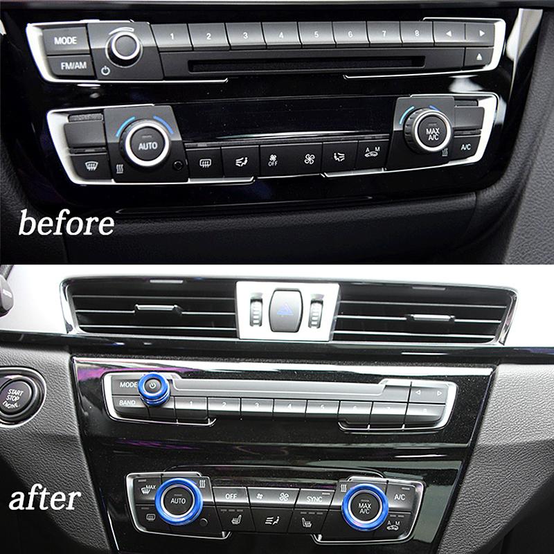 1 Set for BMW 1 2 3 4 Series F30 F34 F46 X1 F47 GT Car Air Conditioning Switch Knob Decor Ring Audio Volume Button Trim Cover