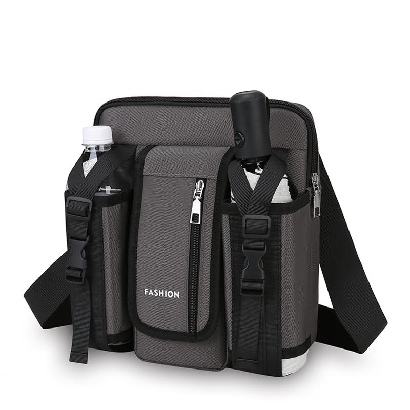 Men Crossbody Bag Single Shoulder Bags Big Capacity Storage Bag Fashion Multi-Pockets Outdoor Cup Bag
