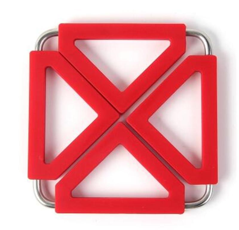 Foldable Square Kitchen Insulation Hot Pad Trivet Coaster Heat Resistant Pads Trivets Mat Multipurpose Silicone Pot Holder красный