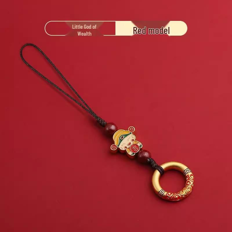 

Китайское песочное золото Бог богатства киноварь шнурок для телефона и чехол украшение