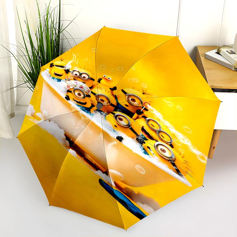 Minions Bathtub Bubbles Fun Folding Umbrella Portable 8 Paraphenoid Bones Printing Outdoor Umbrella