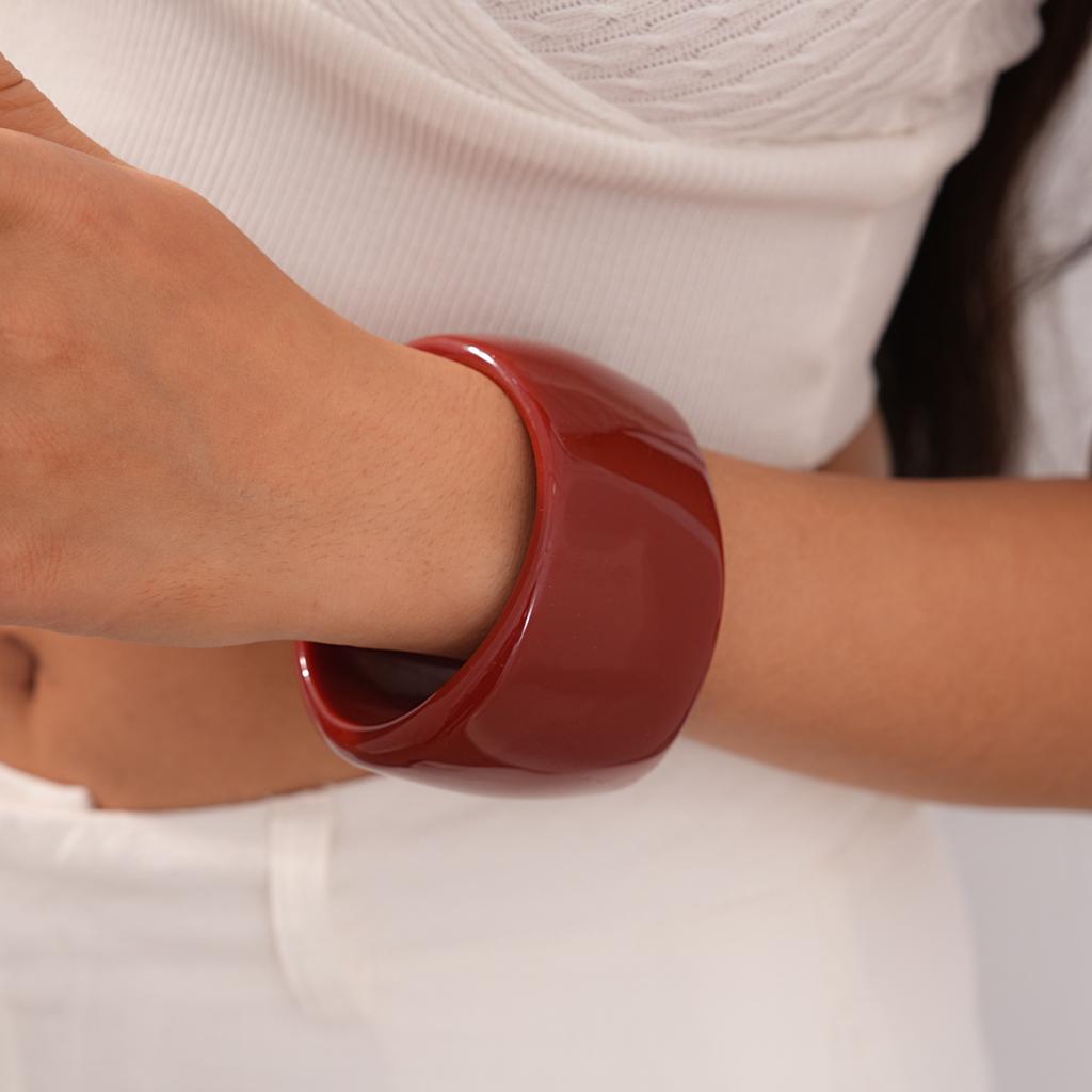 Exaggeration Red Statement Resin Bangles for Women Geometric Irregular Chunky Wide Smudging Bracelet Charming Couple Jewelry