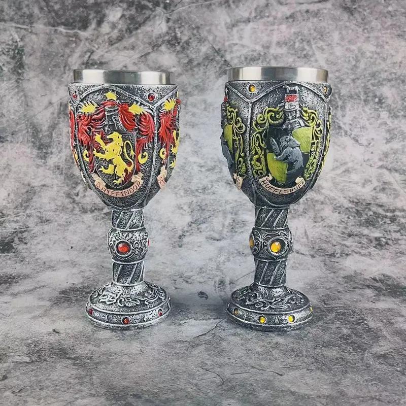 Calice da vino con teschio gotico, interno in acciaio inossidabile a doppio strato, design con teschio e drago, per feste in casa e bar