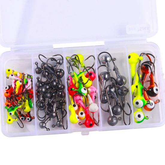 60/75Pcs Fishing Lure Hooks Kit Super Sharp Rustproof Corrosion Resistant Portable Freshwater Metal Hooks Fishing Jig Set