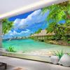 Kokosnussbaum-Küstenlandschaft-Natur-Tapete-Wohnzimmer-Thema-Hotel-Strand-3D-Wandbild