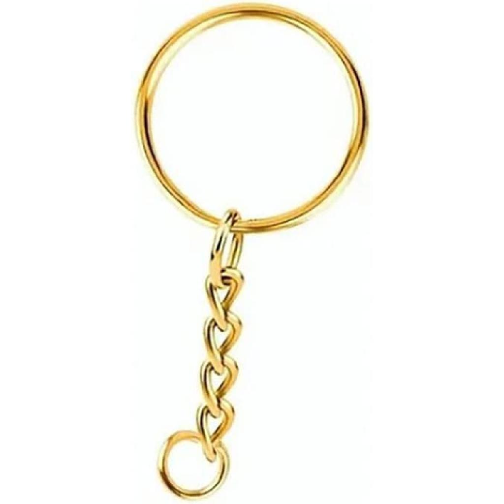 100pcs Gold Keychain Rings Metal Split Key Rings Chains Parts with Open Jump Rings for DIY Crafts Jewelry Making