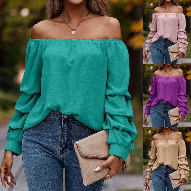 Women's New Fall Fashion Off The Shoulder Long Sleeved Shirt