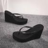 High-heeled Slippers Women's Summer Thick-soled Flip-flops Beach Shoes Wedge-heeled Sandals and Slippers Platform Shoes Candy Color