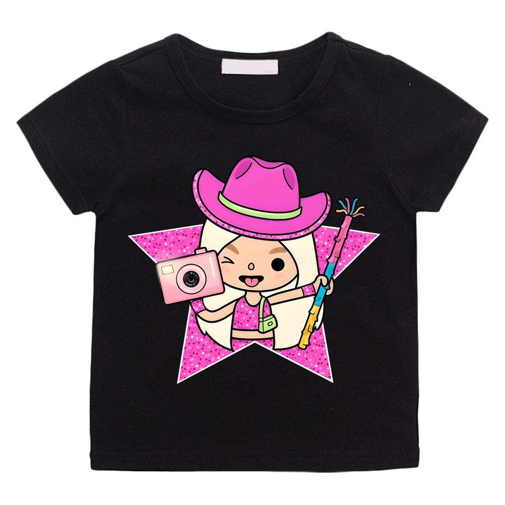 Kawaii Cartoon Print Streetwear T-Shirts Cartoon Manga 100% Baumwolle Kurzarm Jungen/Mädchen T-Shirt Sommer Teenager Kawaii Rundhals Anime T-Shirt Süßes Oberteil
