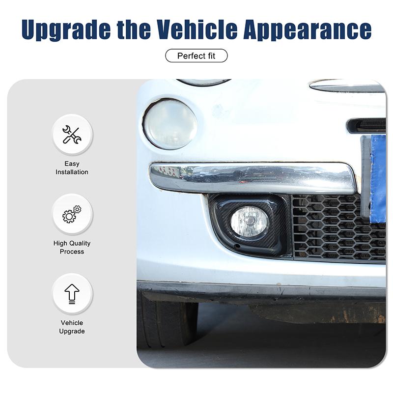 For Fiat 500 2011-2015 Real Carbon Fiber Car Front Bumper Fog Lamp Frame Cover Trim Stickers Car Exterior Accessories