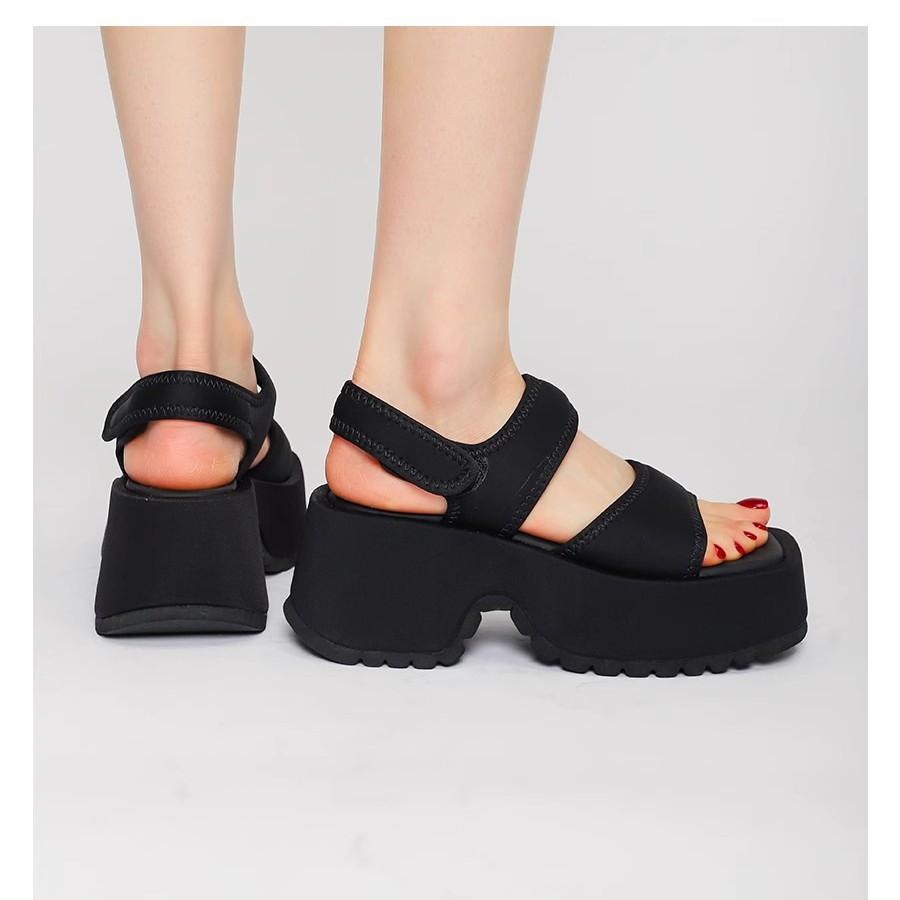 Dicke Plateausohlen High Heels Sandalen für Damen, Neue Sommer Höhe-erhöhende Klettverschluss Sport Strand Schuhe