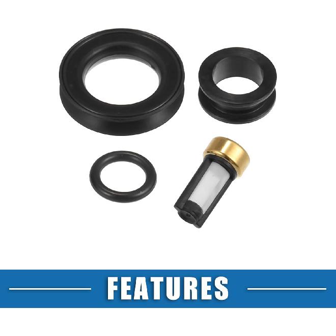 Fuel Injector O Rings Seals with Micro Filters Fuel Injector Repair Kit for Toyota 4Runner 1996-1998 for Lexus ES300 1992-1993 Rubber Black (Set of
