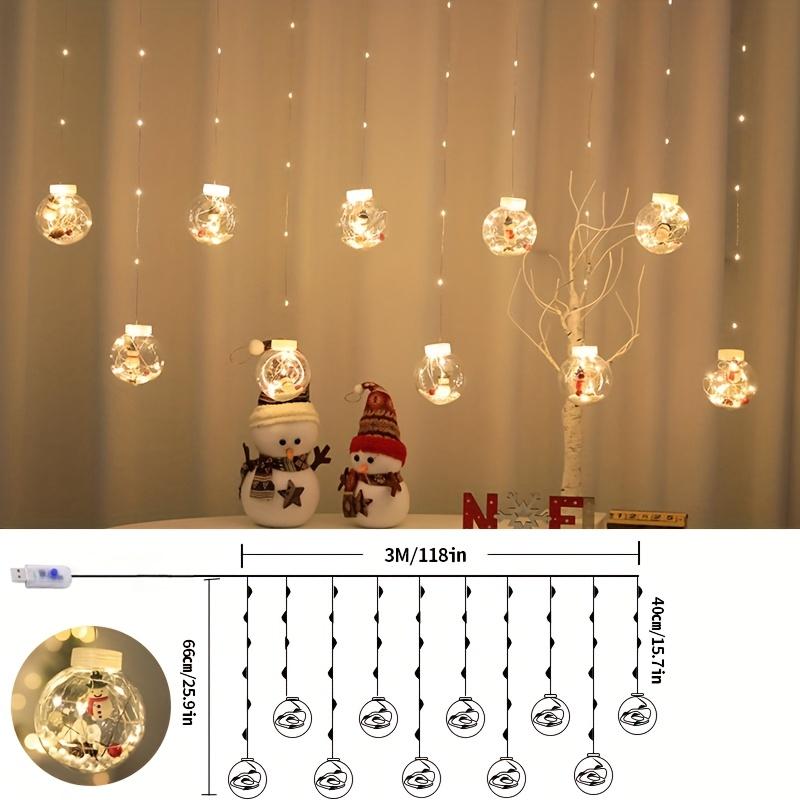 high qualityLED Christmas Curtain Lights with Wishing Ball & Snowman Tree Hanging Decorations - -Powered Indoor/Outdoor Holiday Lights with Push
