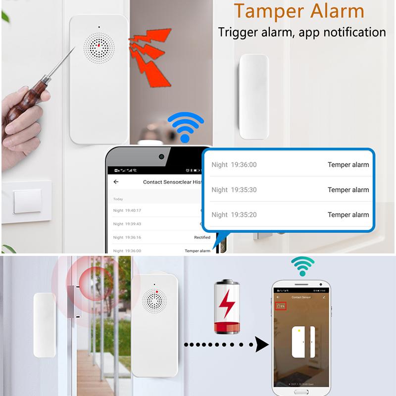 Smart WiFi Door And Window Alarm Sensor, Realtime Smart Door Sensor Sound Alarm, Pool Alarm For Kids Safety, Detector Security Alarm